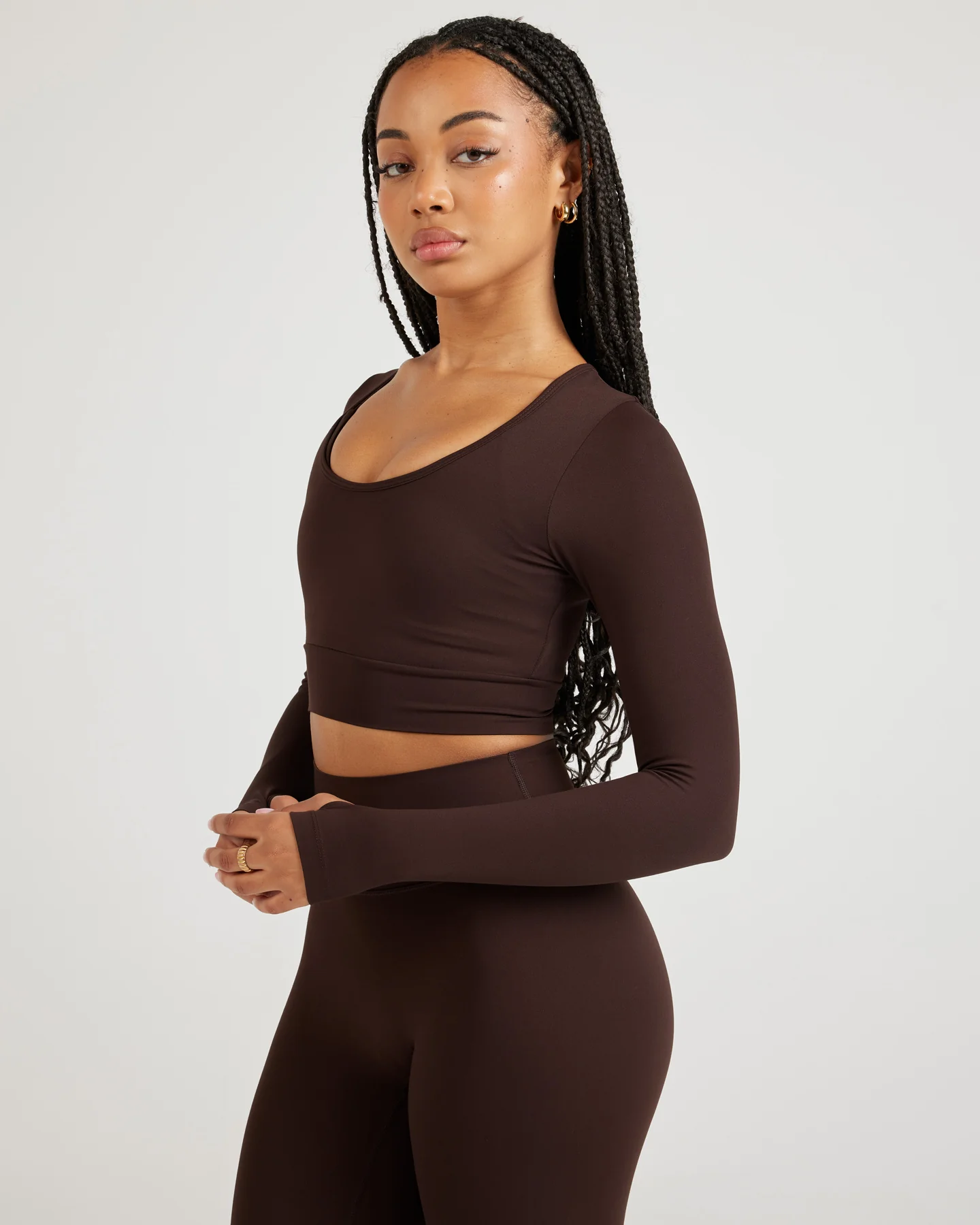 Airey Scoop Crop Long Sleeve - Espresso - Image 3