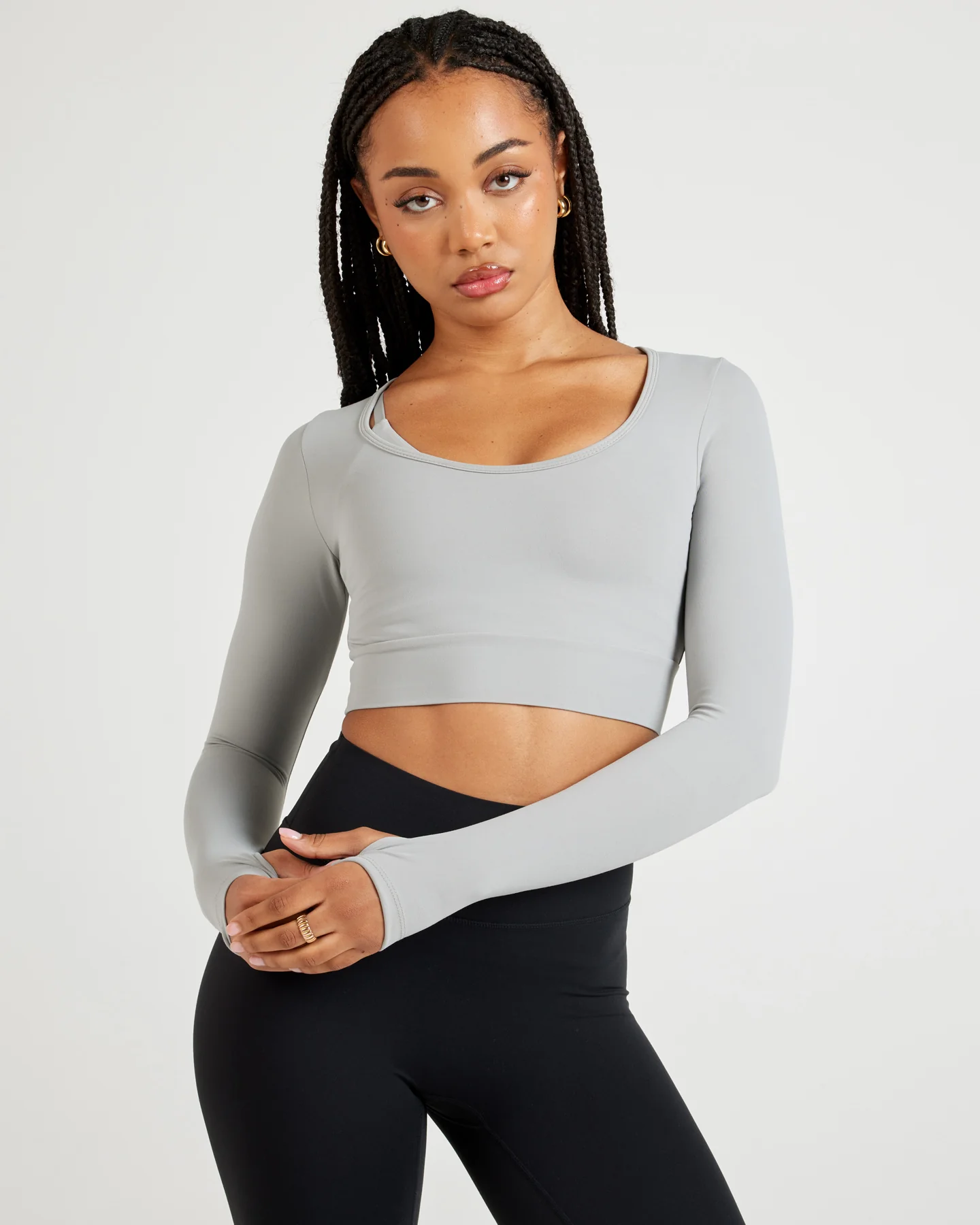 Airey Scoop Crop Long Sleeve - Moon Grey