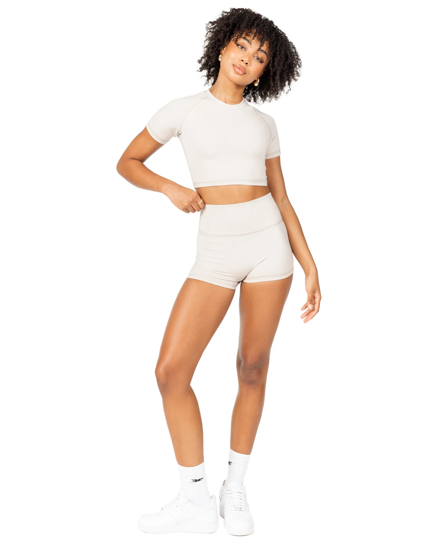 Aura Crop Tee - Oat Latte - Image 3