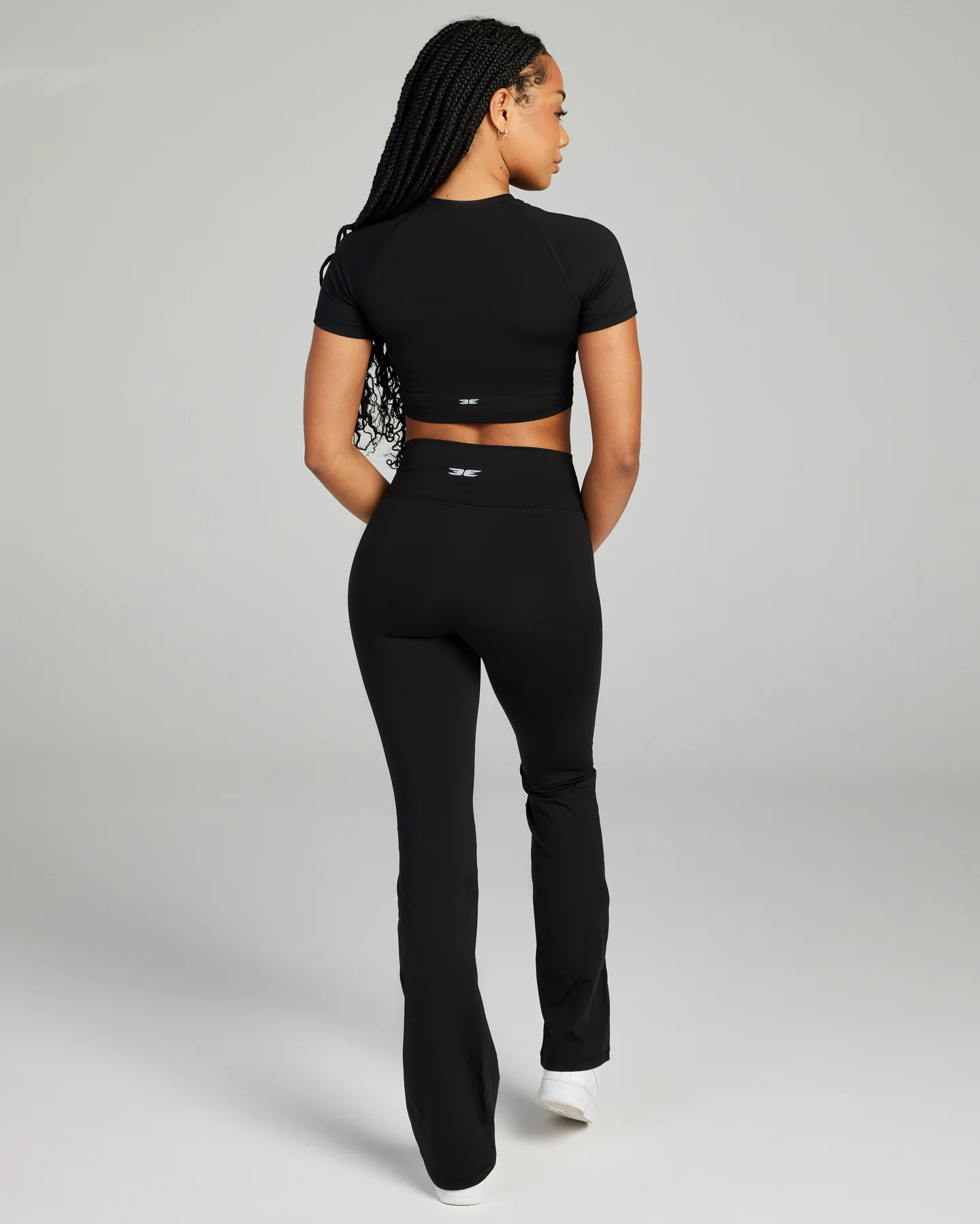 Cross Over Flare Leggings - Black - Image 7