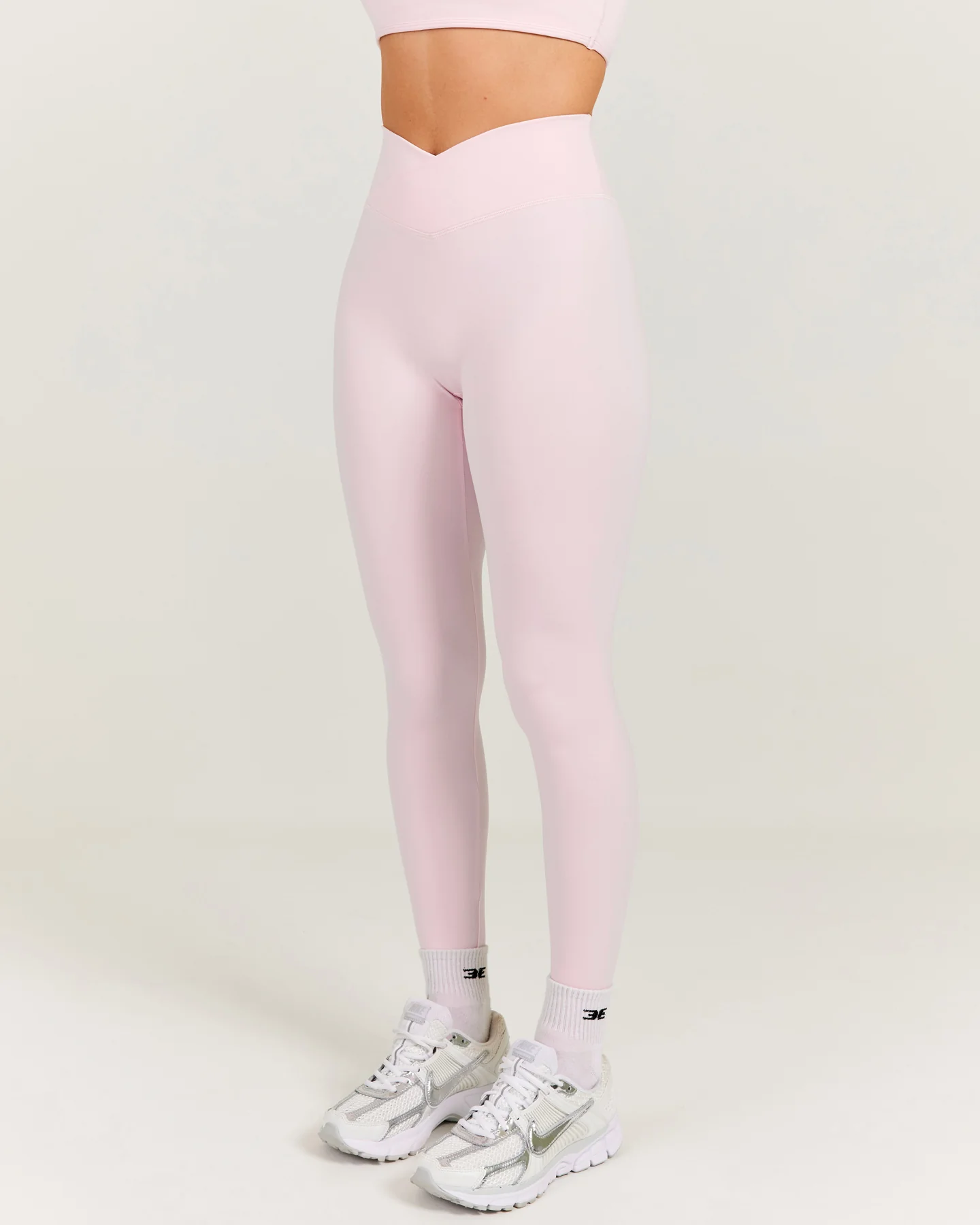 Cross Over Leggings - Blush Pink - Image 2