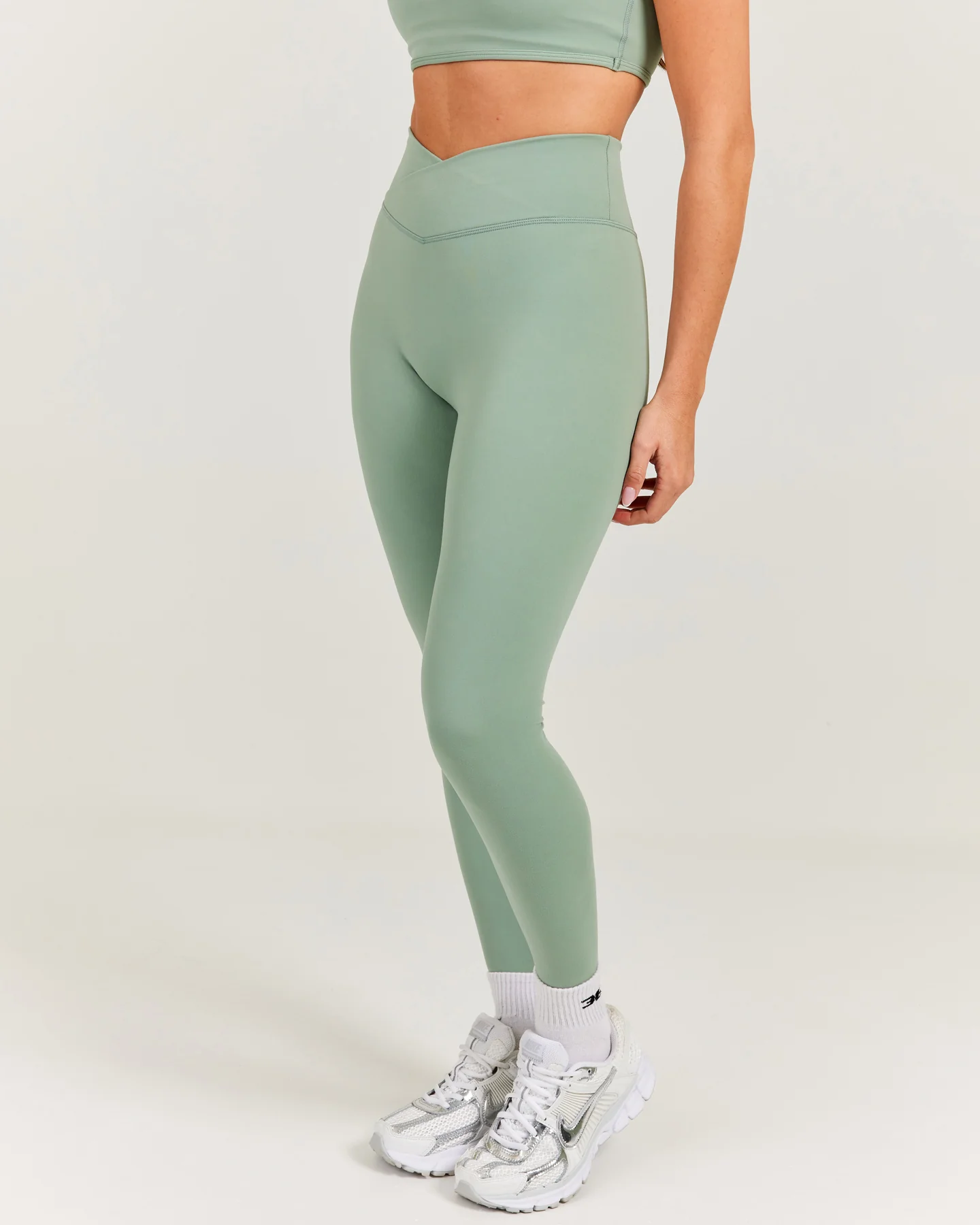 Cross Over Leggings - Dusty Sage - Image 3