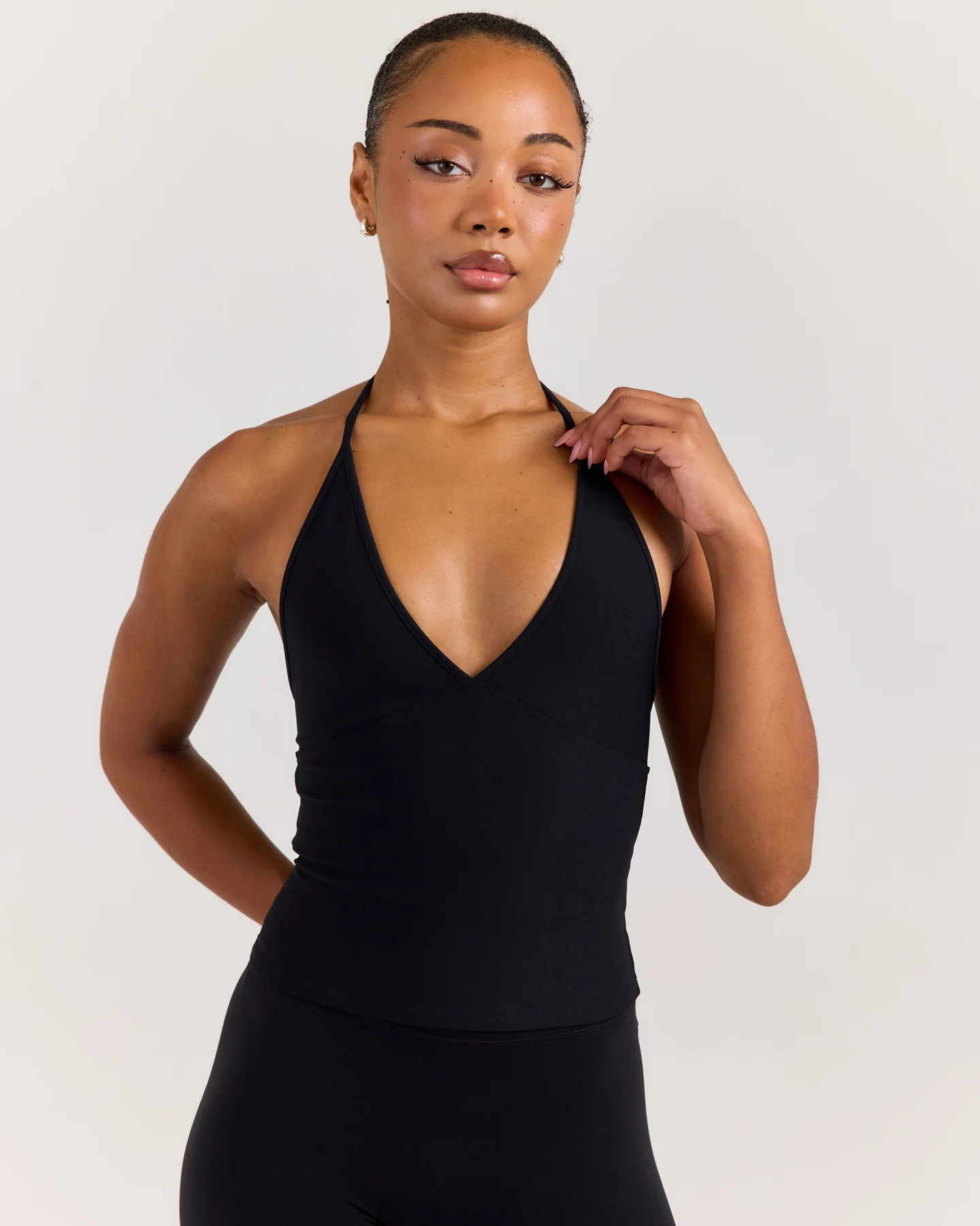 EE Low Cut Halter Tank - Black - Image 4