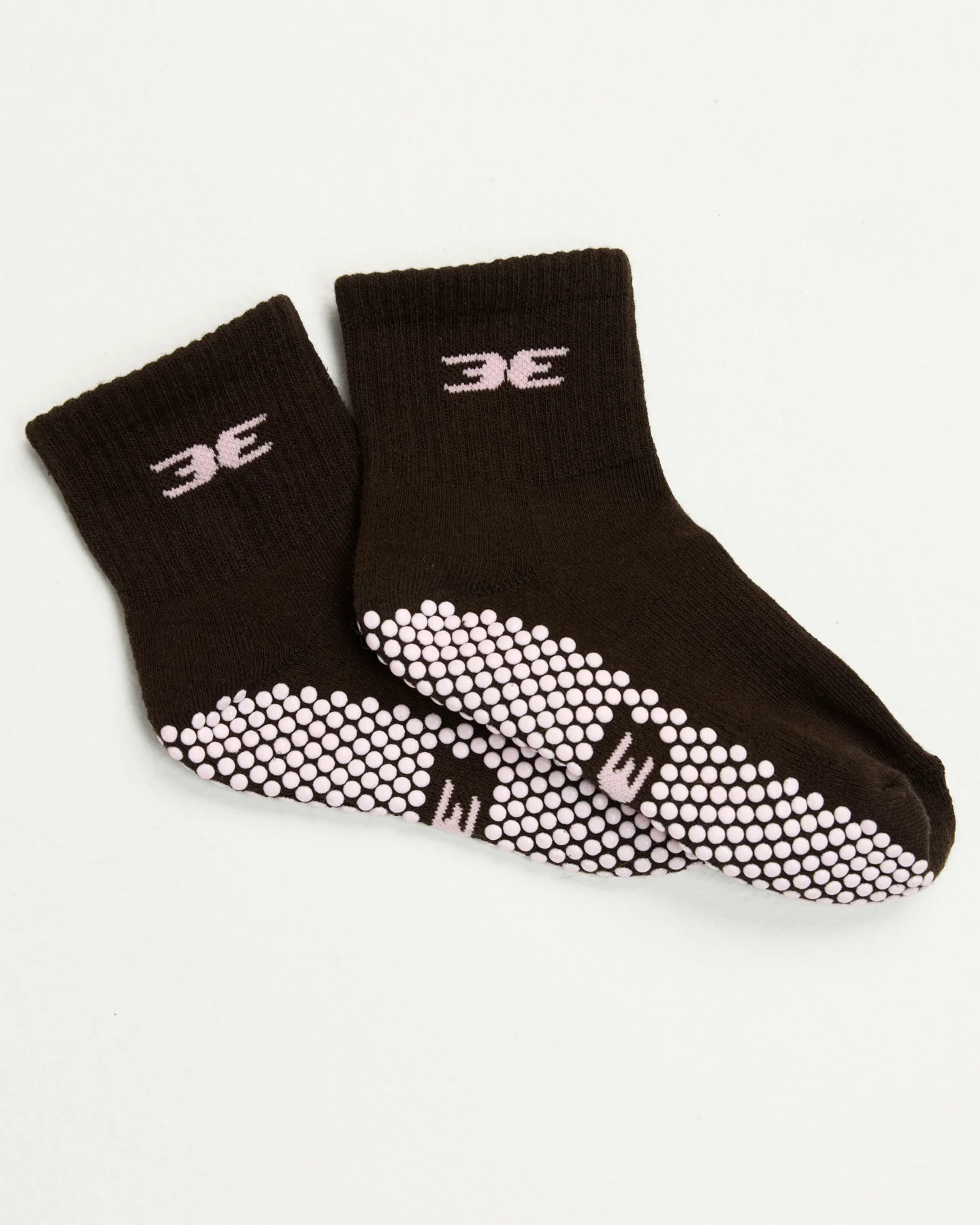 EE Mid Crew Grip Socks - Coffee Bean/Candy Pink - Image 2