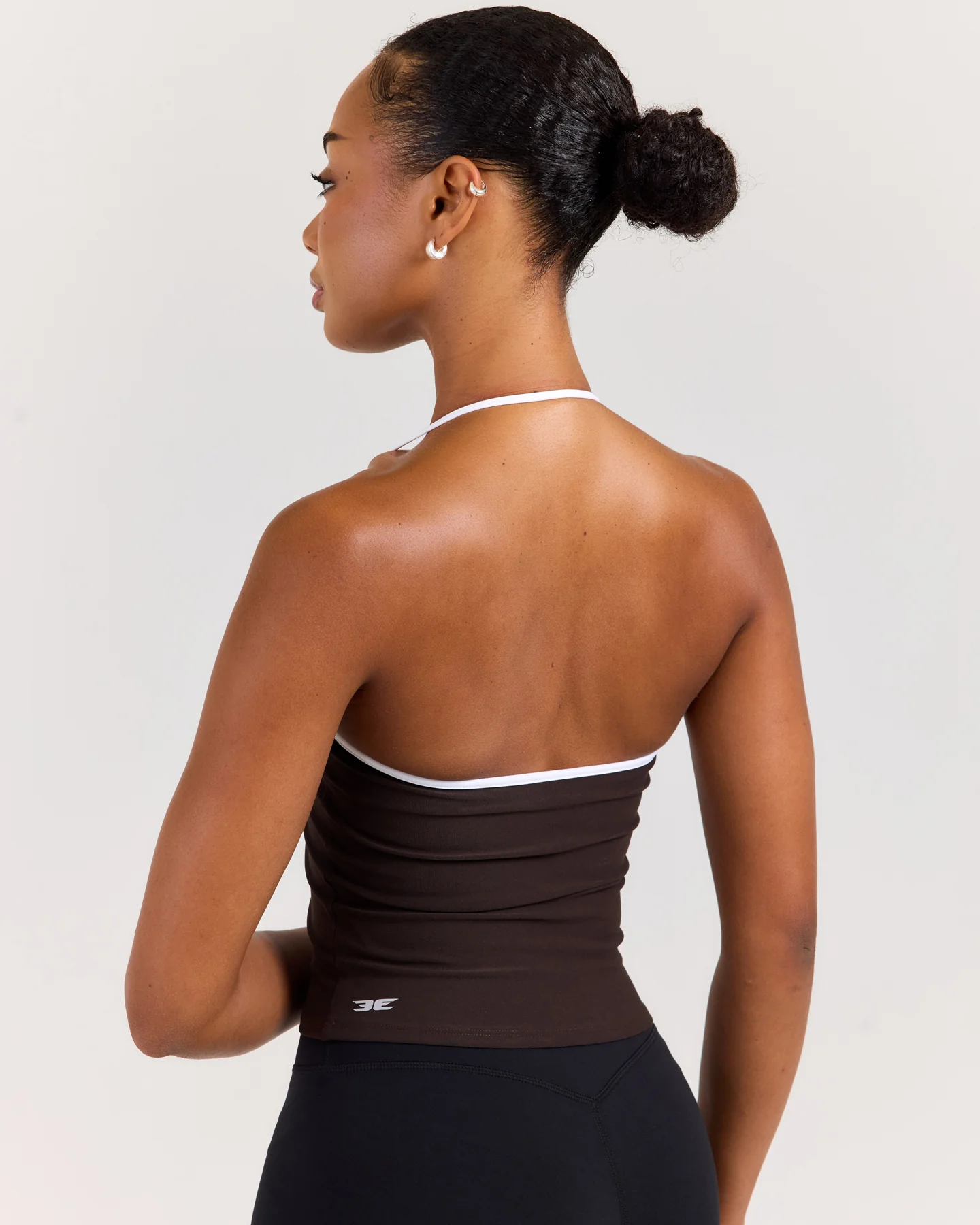 EE Thin Halter Tank - Coffee Bean/White - Image 4