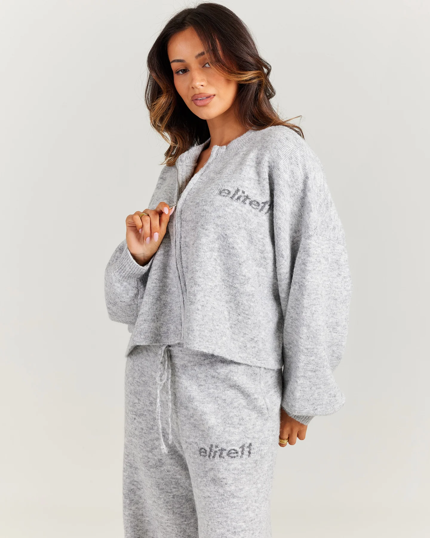 Elite 11 Knitted Zip Through - Grey Marle - Image 5