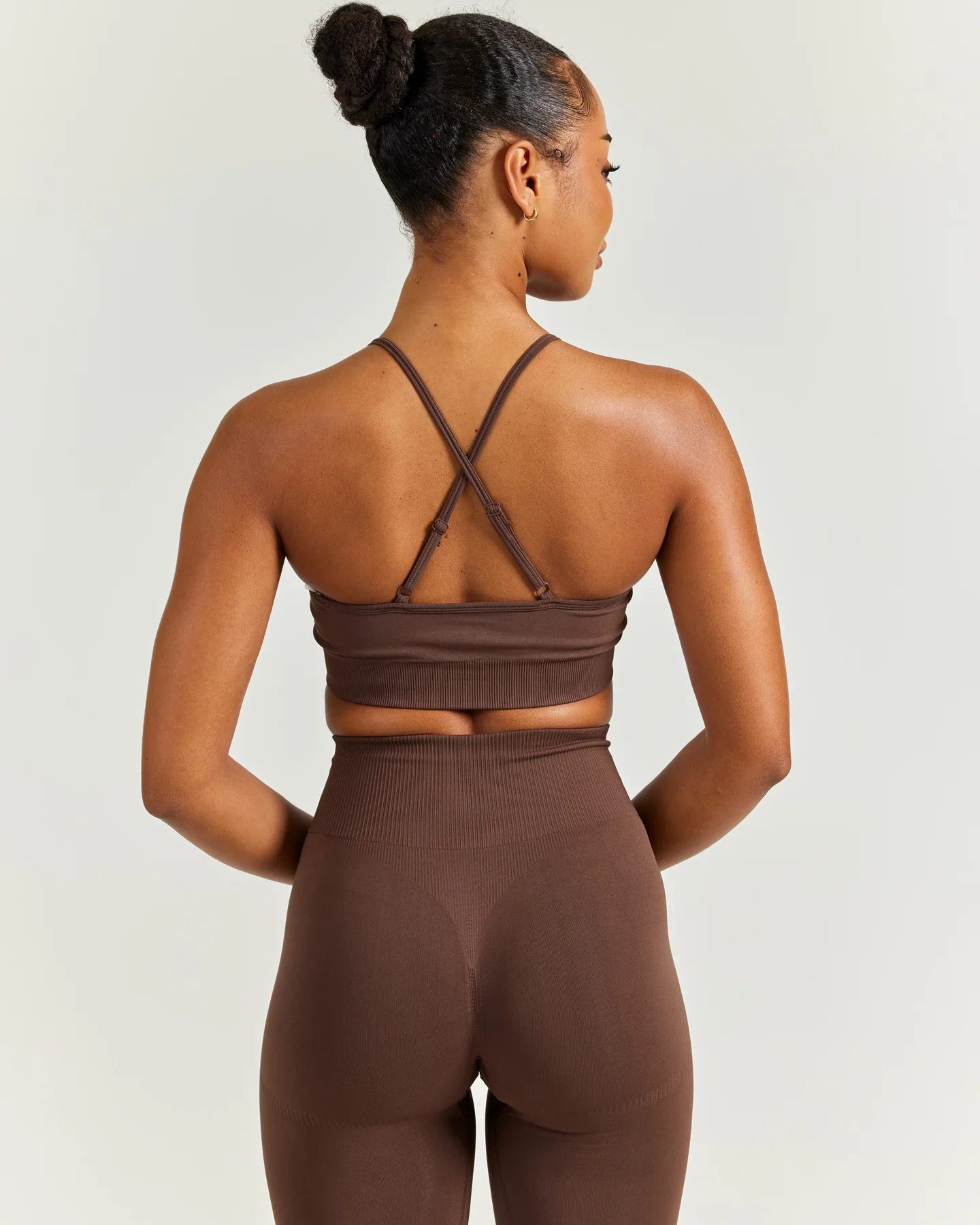 Elite Seamless Cross Strap Bra - Brown - Image 2