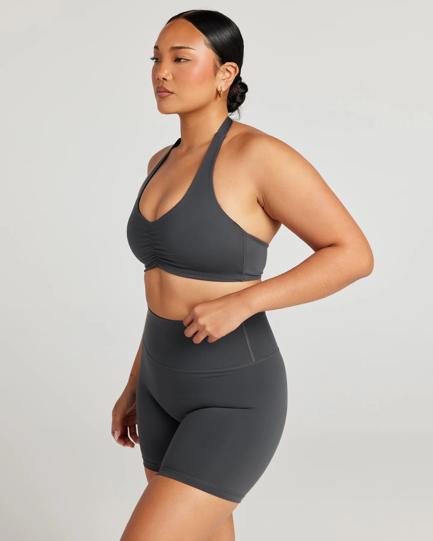 Halter Scrunch Bra - Charcoal - Image 5