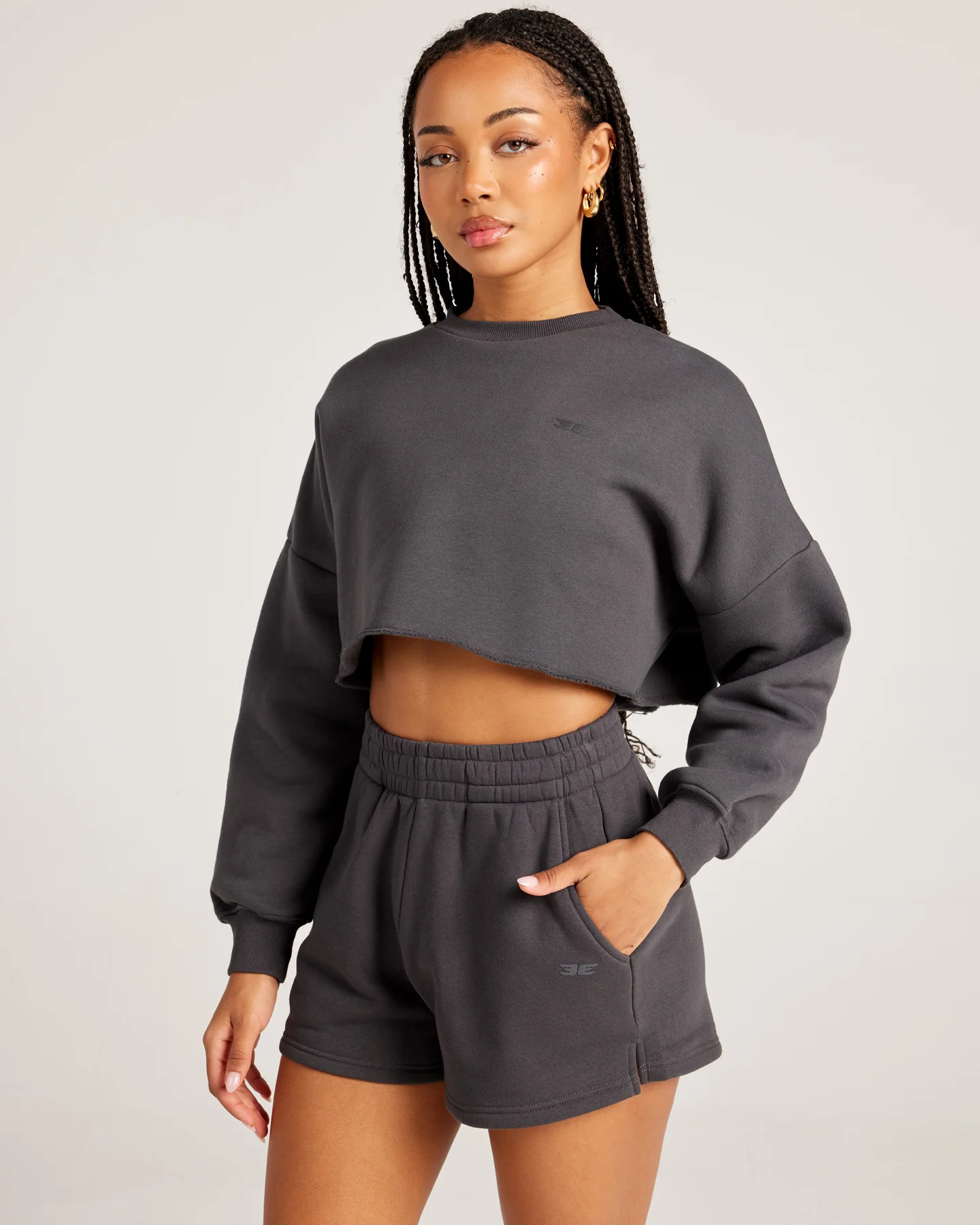 Omni Cropped Crewneck - Charcoal/Charcoal - Image 3