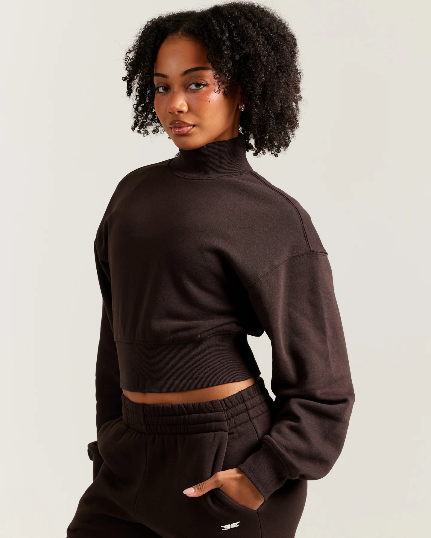Omni Cropped Mock Neck - Coffee Bean - Image 3