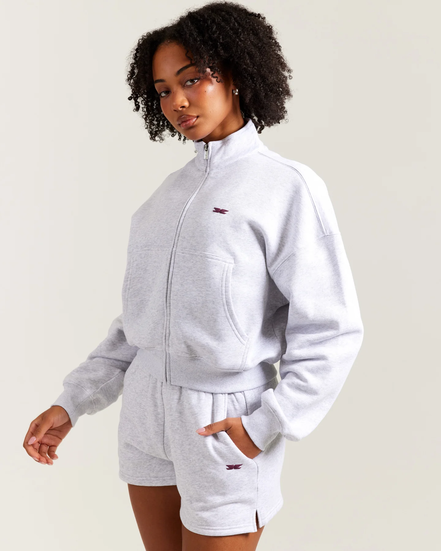 Omni Relaxed Zip Through - Grey Marle/Cherry Cola - Image 3