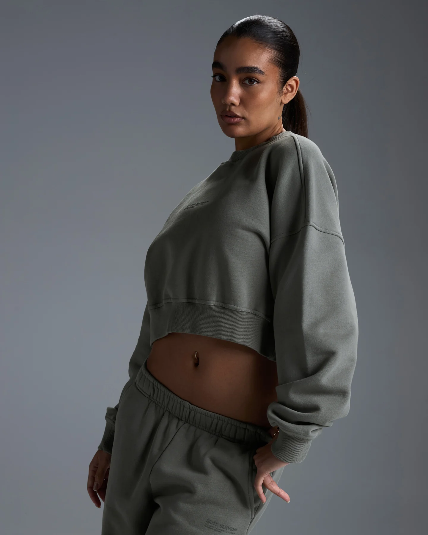 Premium Heavyweight Cropped Crewneck - Fog Green - Image 3