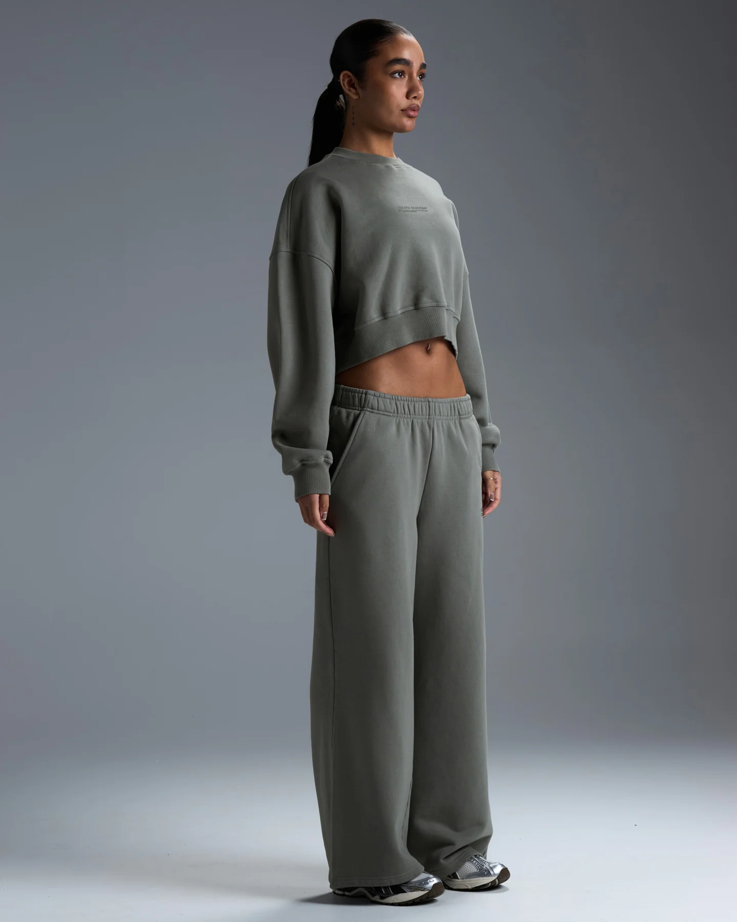 Premium Heavyweight Cropped Crewneck - Fog Green - Image 5