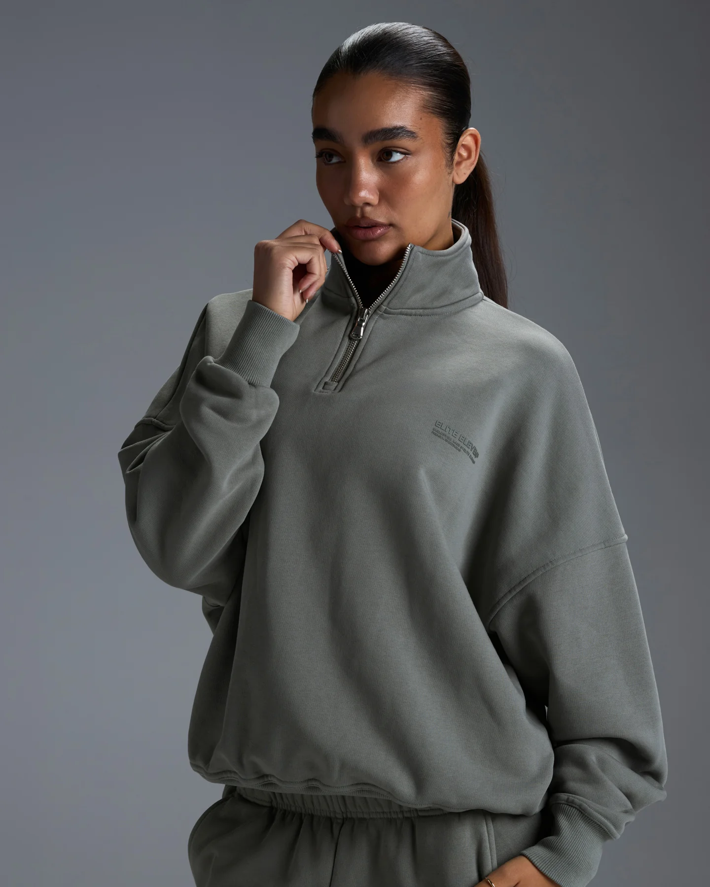 Premium Heavyweight Unisex 1/4 Zip - Fog Green - Image 3