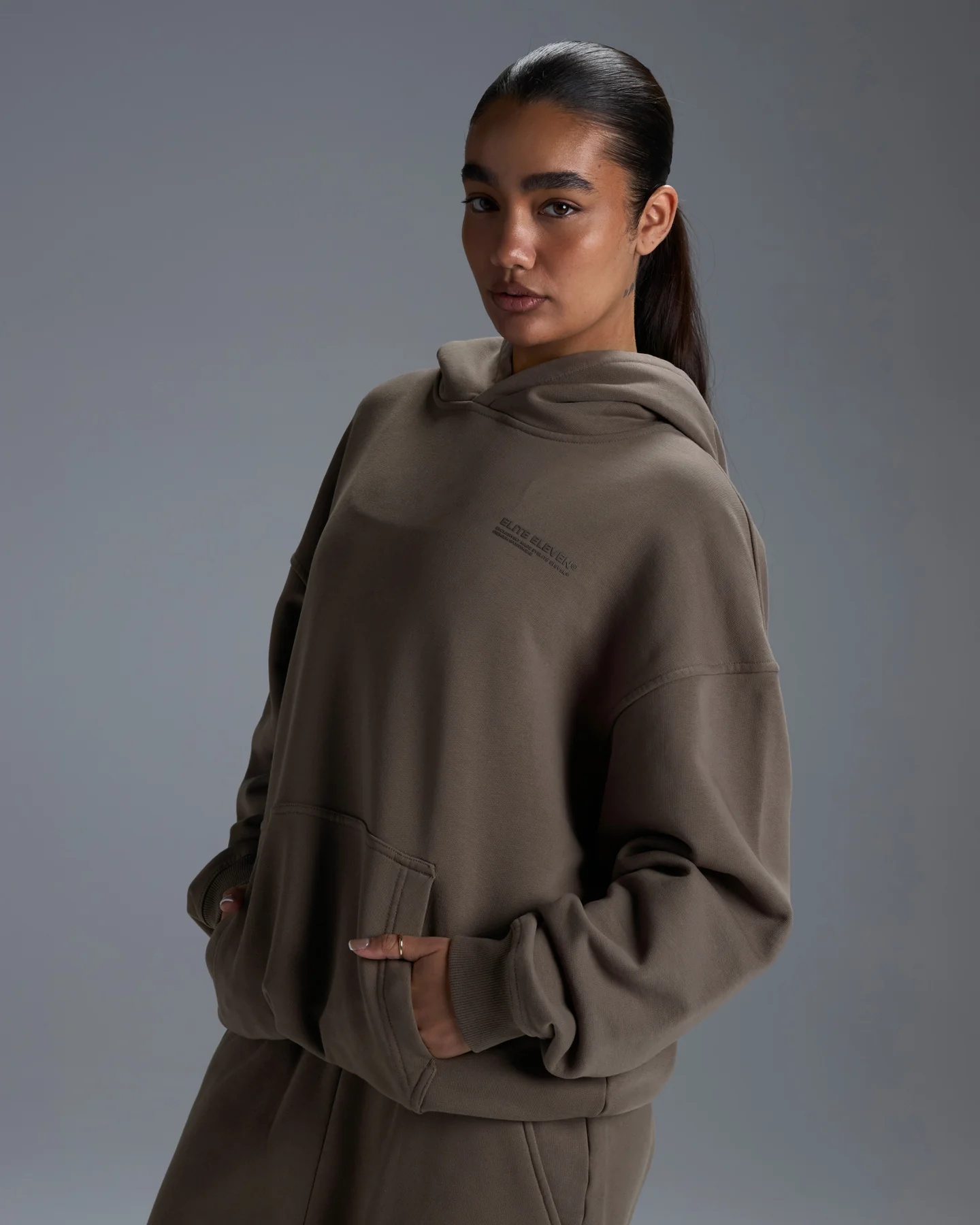 Premium Heavyweight Unisex Hoodie - Dark Taupe - Image 6