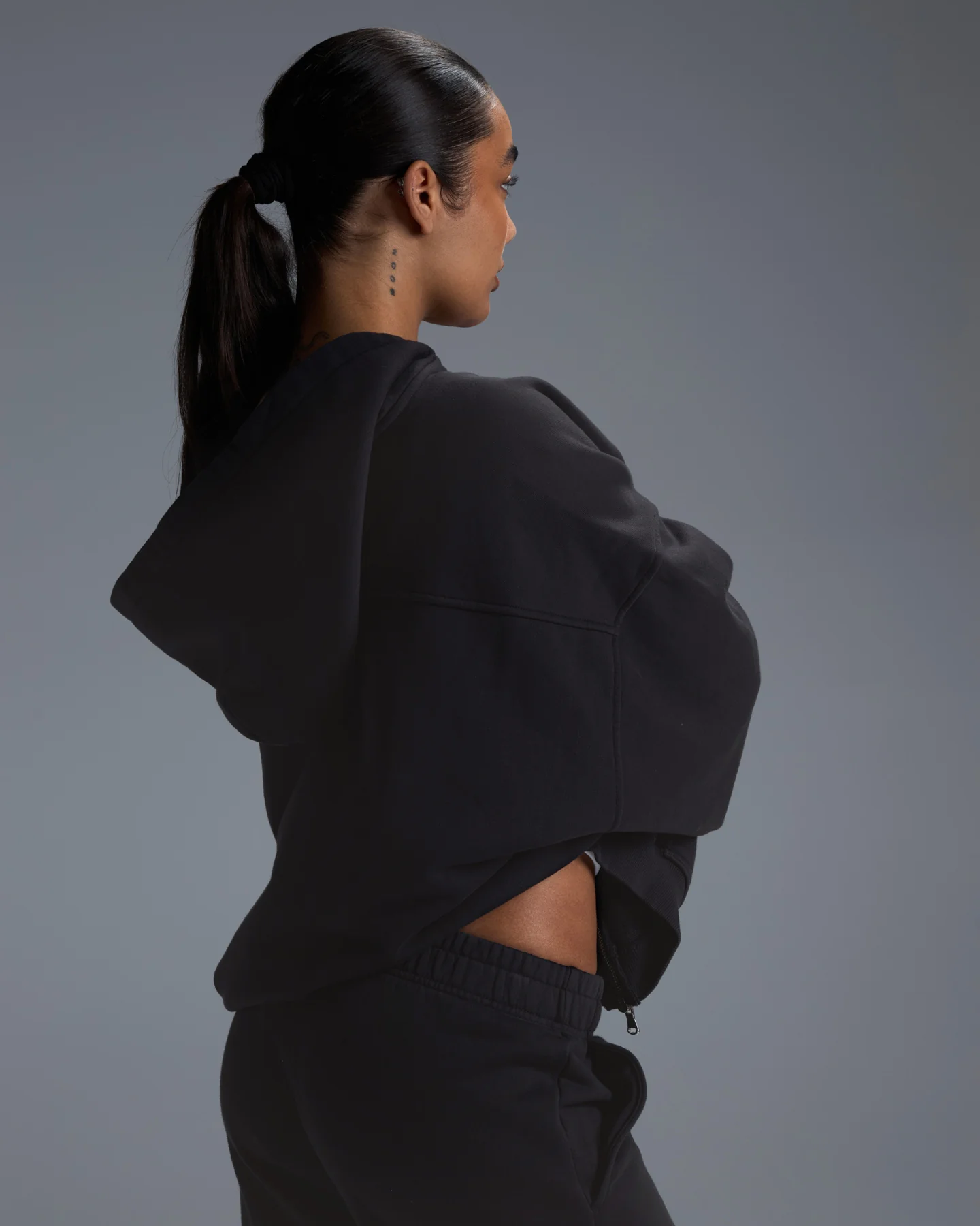Premium Heavyweight Unisex Zip Through - Black - Image 7