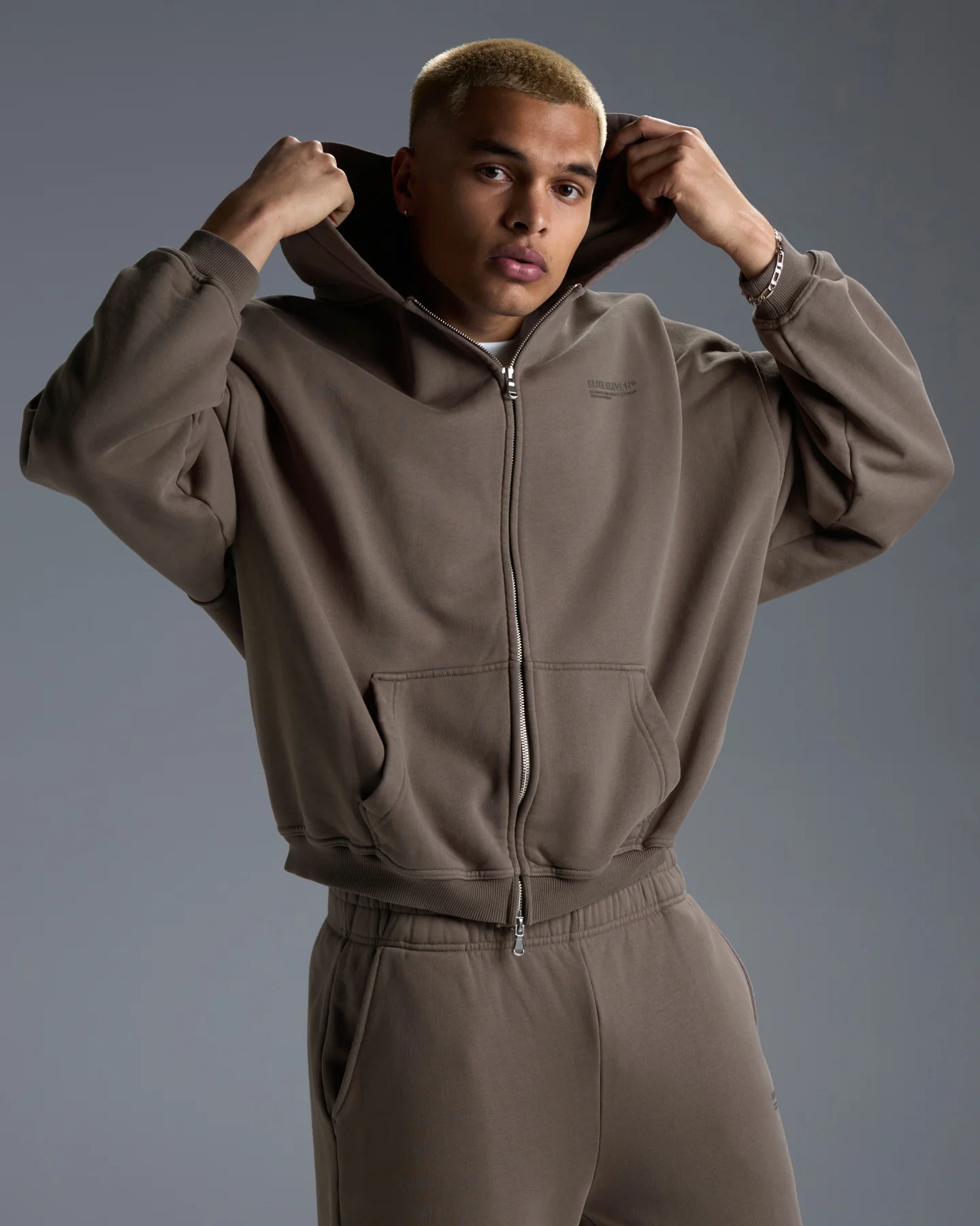 Premium Heavyweight Unisex Zip Through - Dark Taupe - Image 9