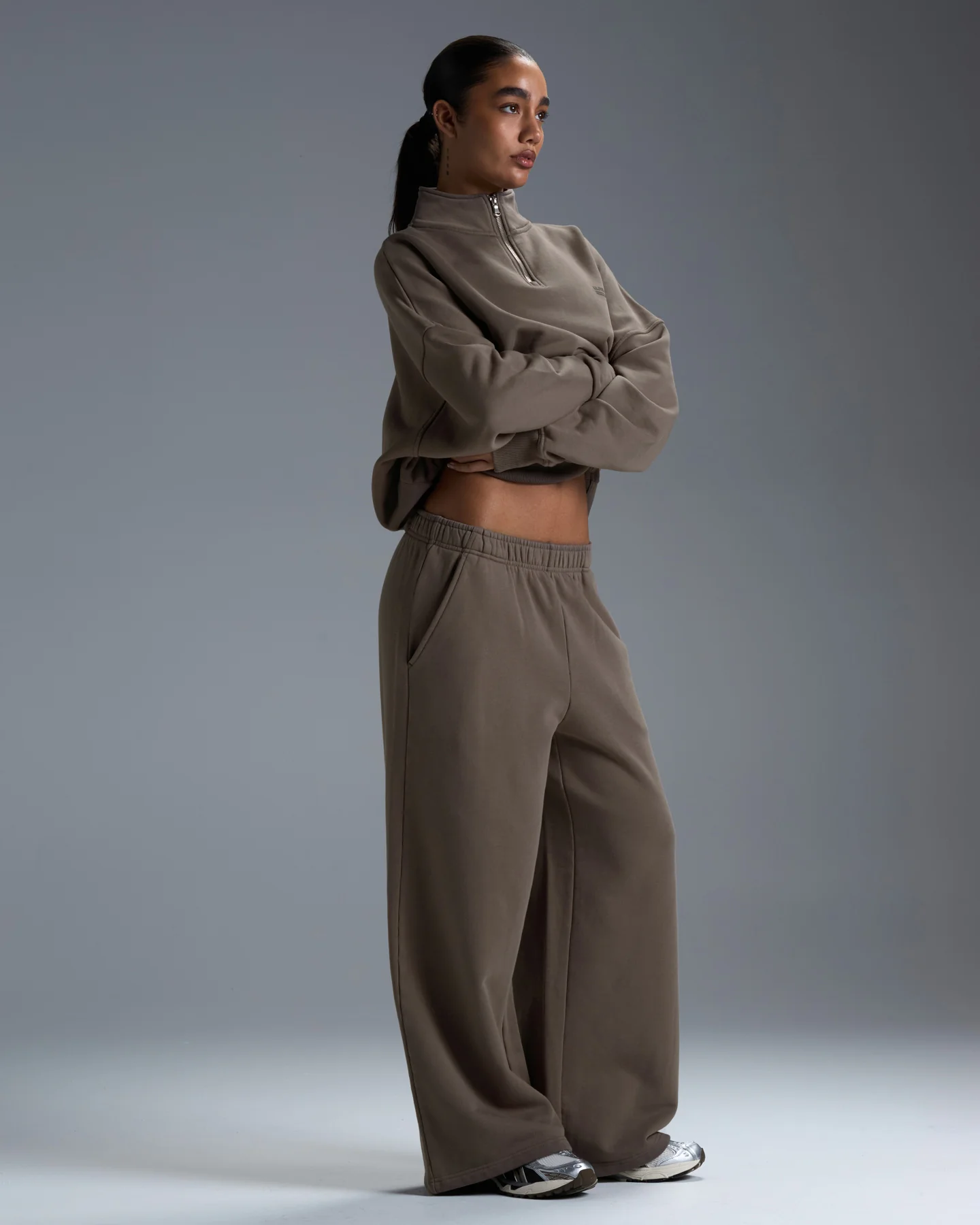 Premium Heavyweight Women's Straight Leg Pants - Dark Taupe - Image 3