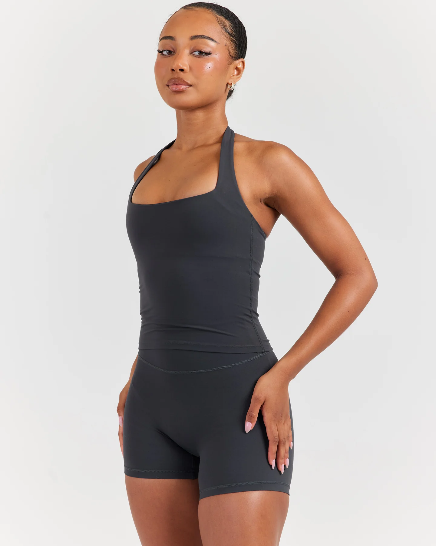 Soléa Square Neck Halter Tank - Charcoal - Image 3