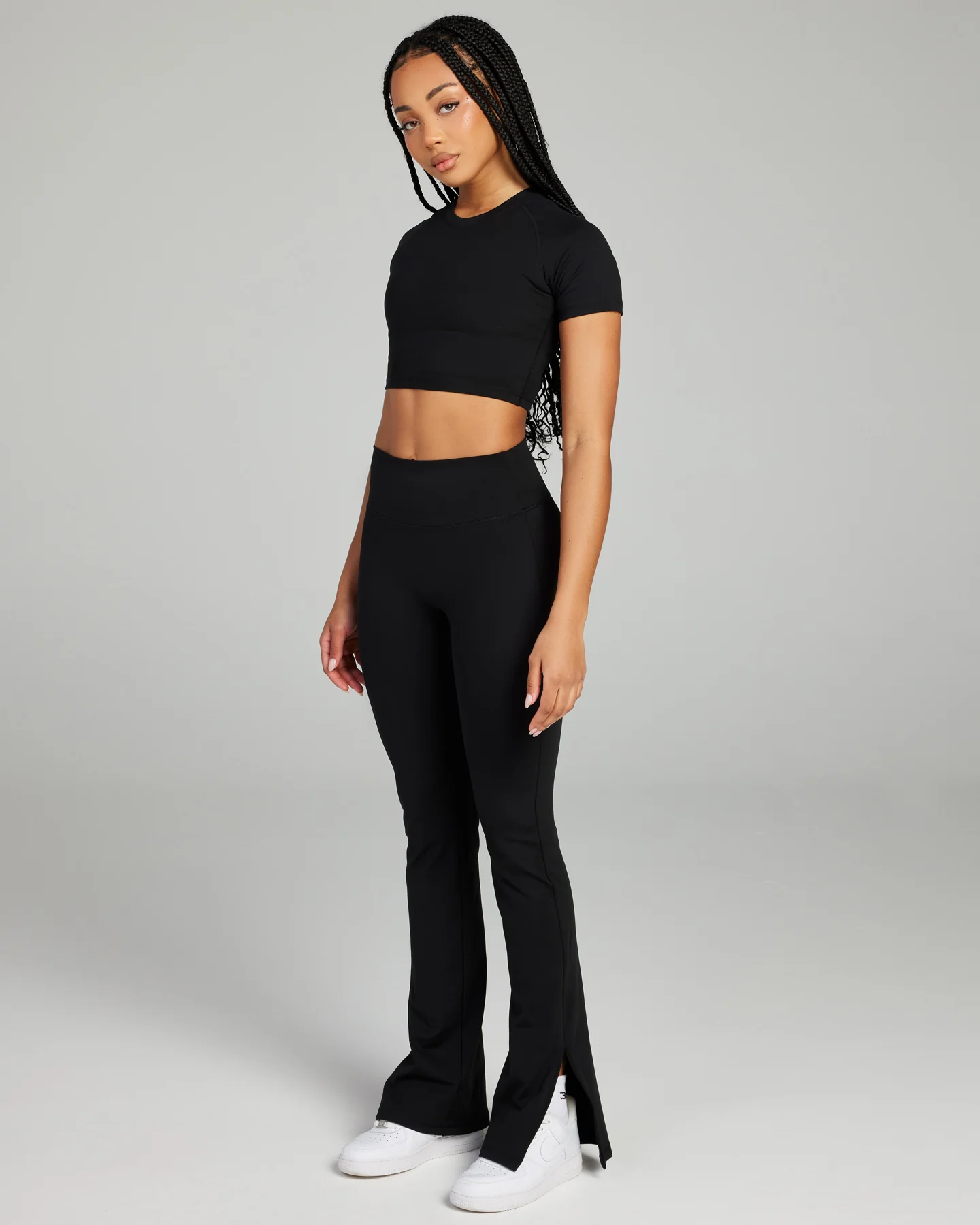 Split Flare Leggings - Black - Image 6