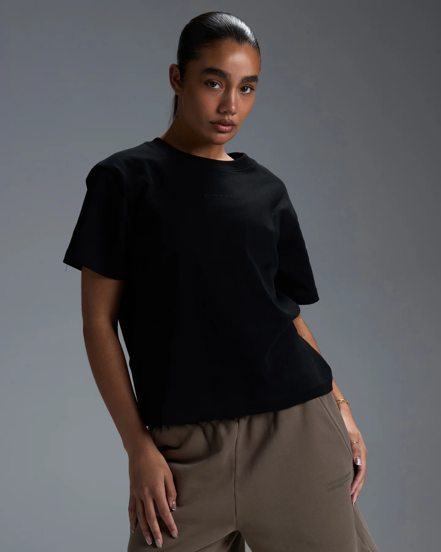 Women's Premium Cotton Boxy Tee - Black - Image 4
