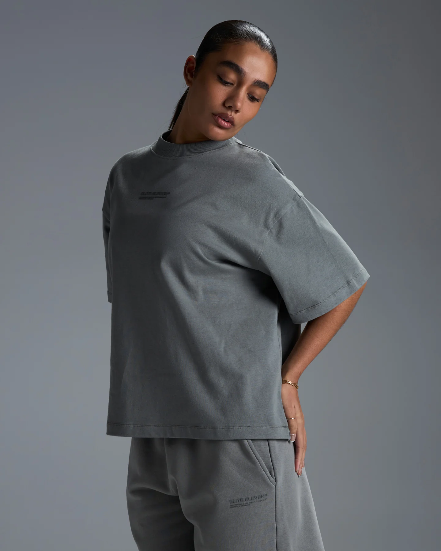 Women's Premium Oversized Cotton Boxy Tee - Fog Green - Image 4