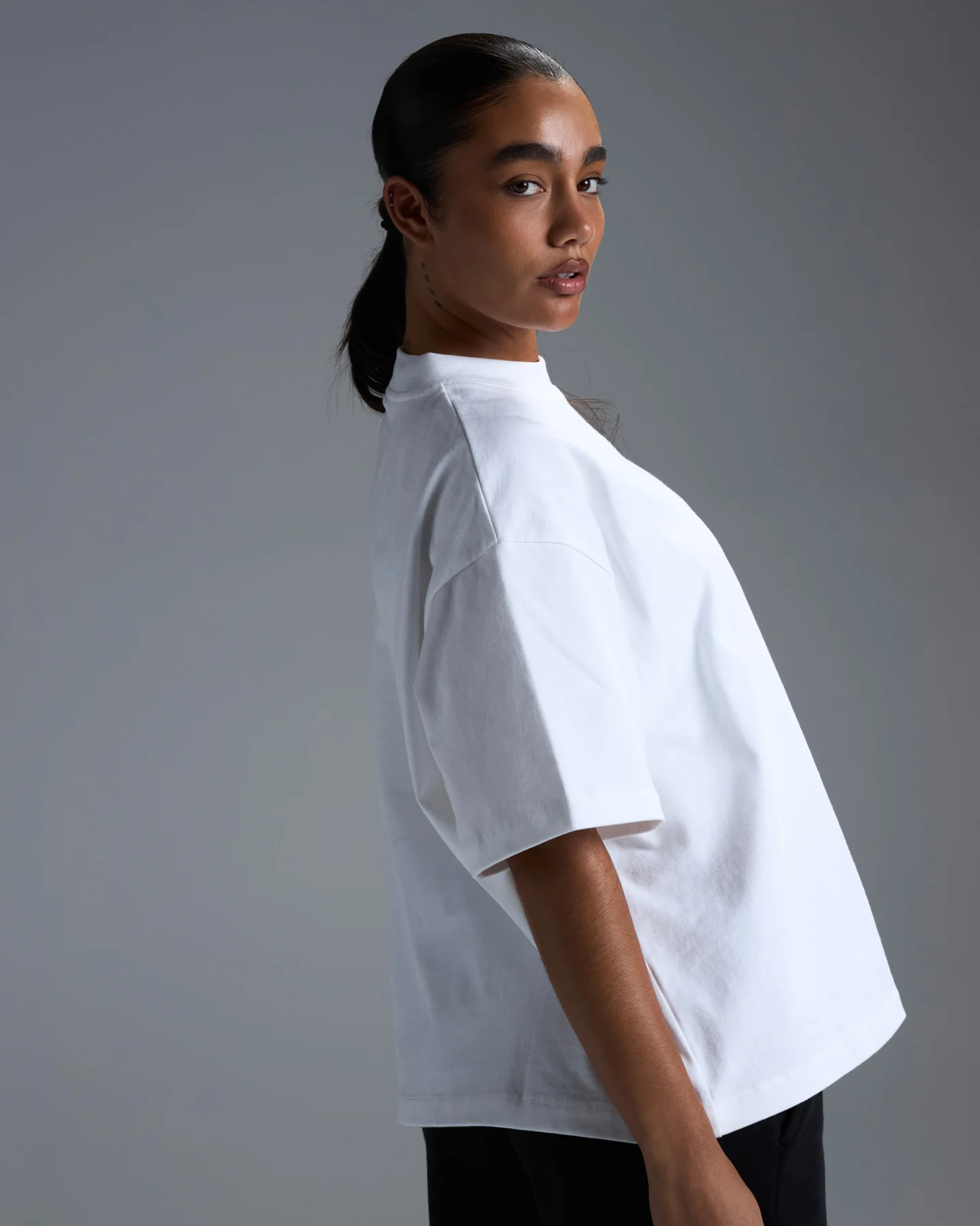 Women's Premium Oversized Cotton Boxy Tee - White - Image 2